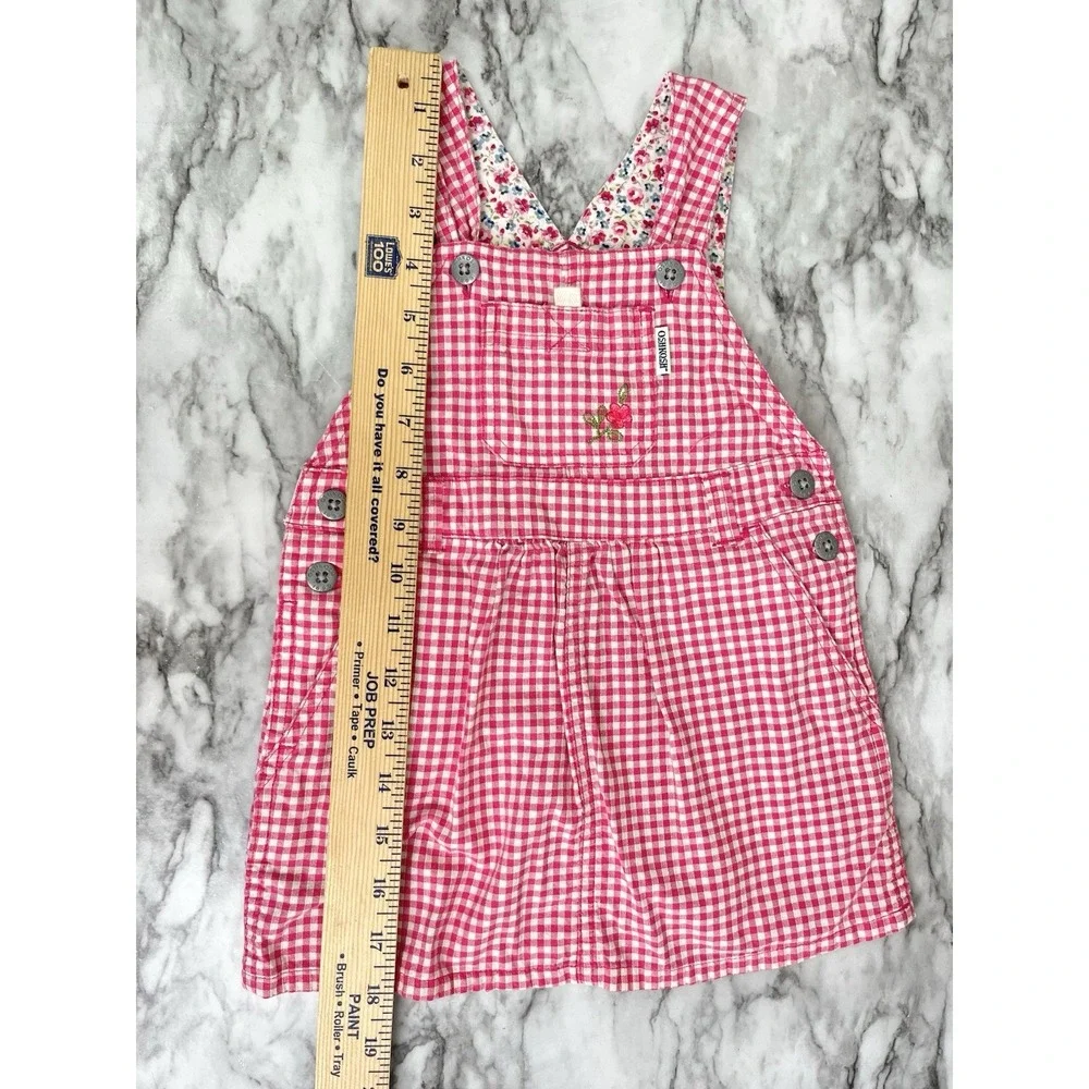 Vintage Oshkosh Girls Picnic Overall Dress Size 2T Vestbak 90's Cottage Core